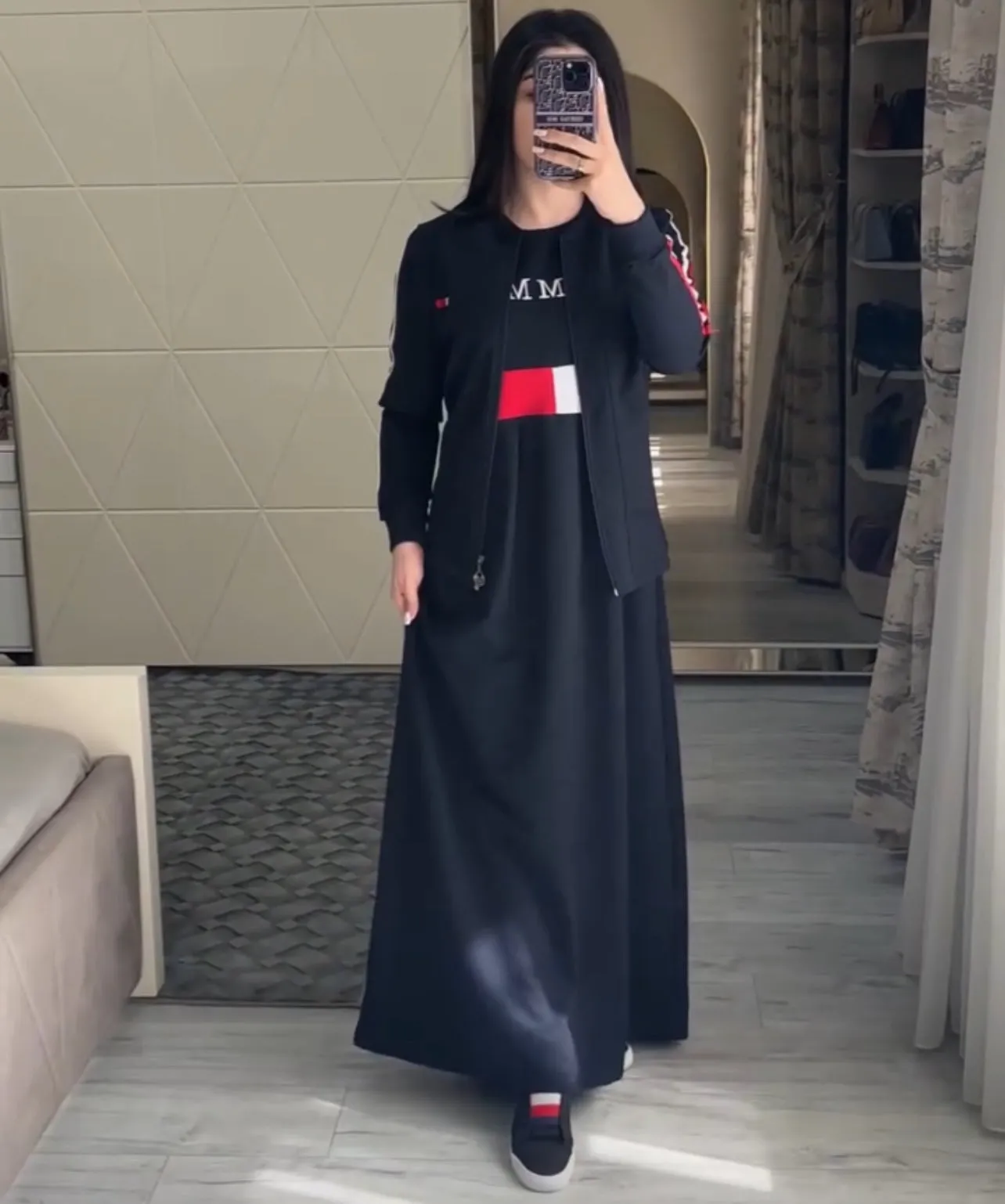 CH 492 Saimwear 2 Pcs Casual Outfit Upper With Long Inner Gown