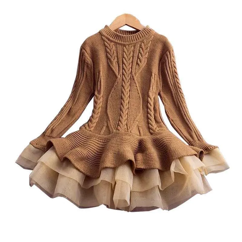 Children's knitted long-sleeved sweater dress