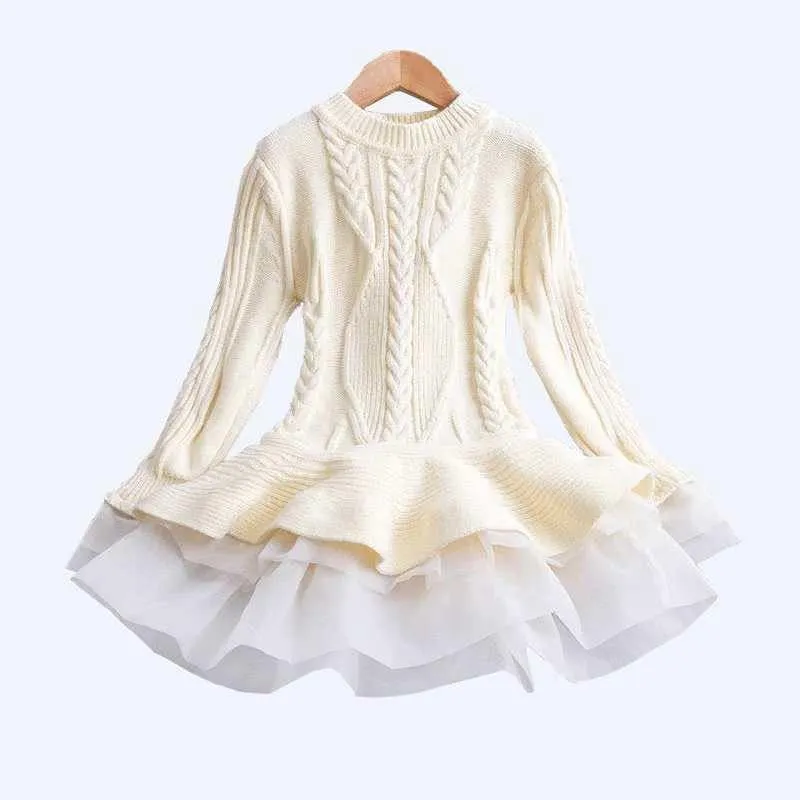 Children's knitted long-sleeved sweater dress