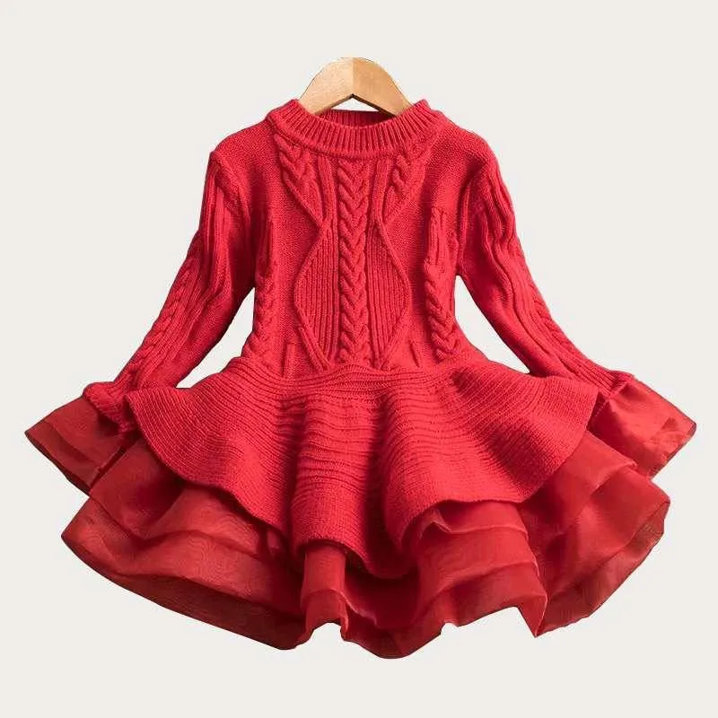 Children's knitted long-sleeved sweater dress