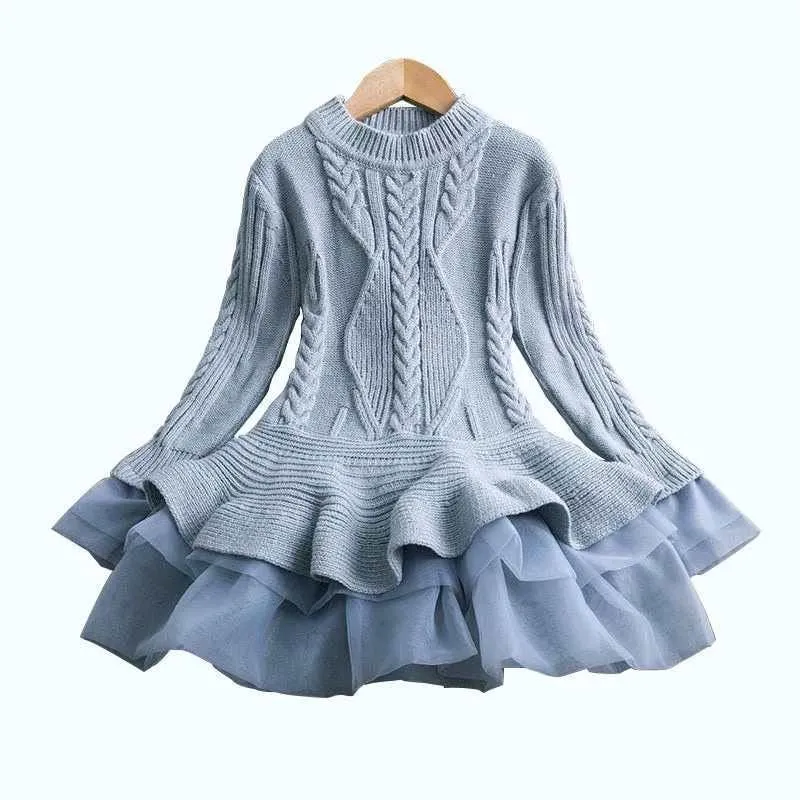 Children's knitted long-sleeved sweater dress