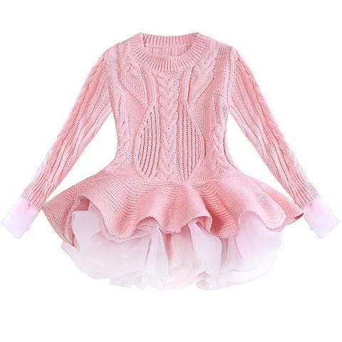 Children's knitted long-sleeved sweater dress