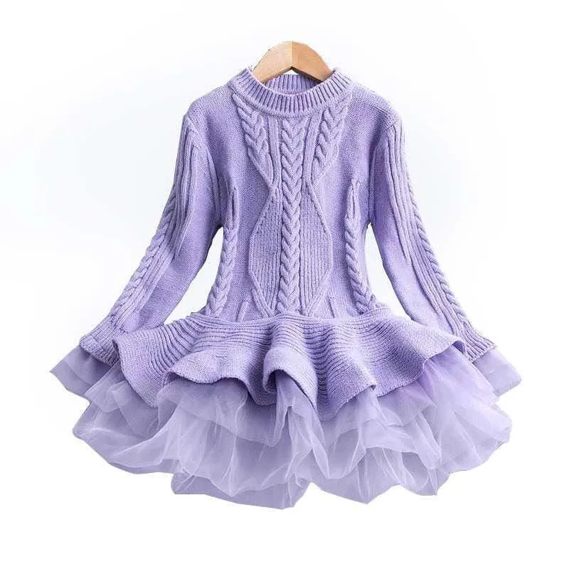Children's knitted long-sleeved sweater dress