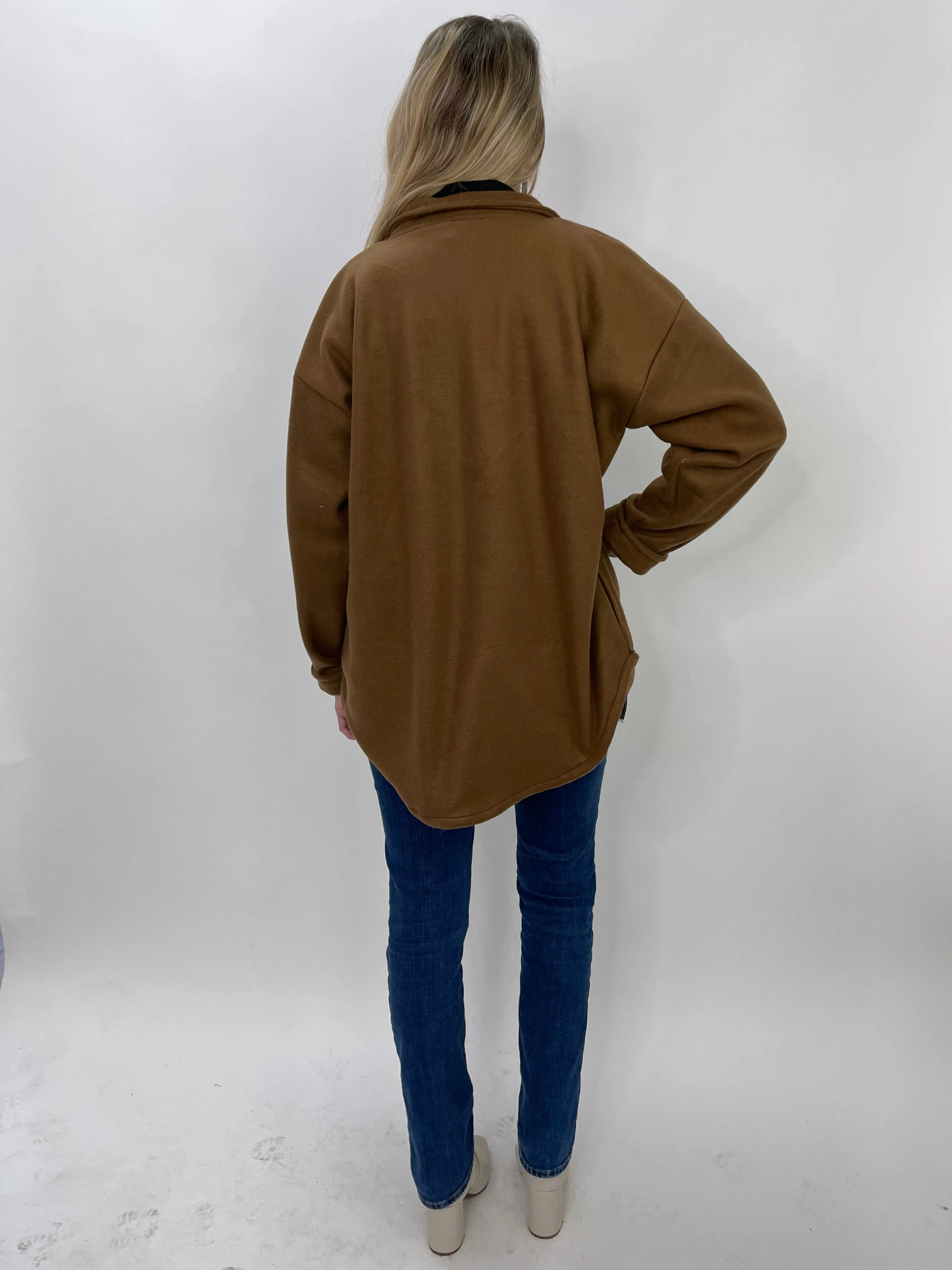Chocolate Brown Fleece Twist Shacket