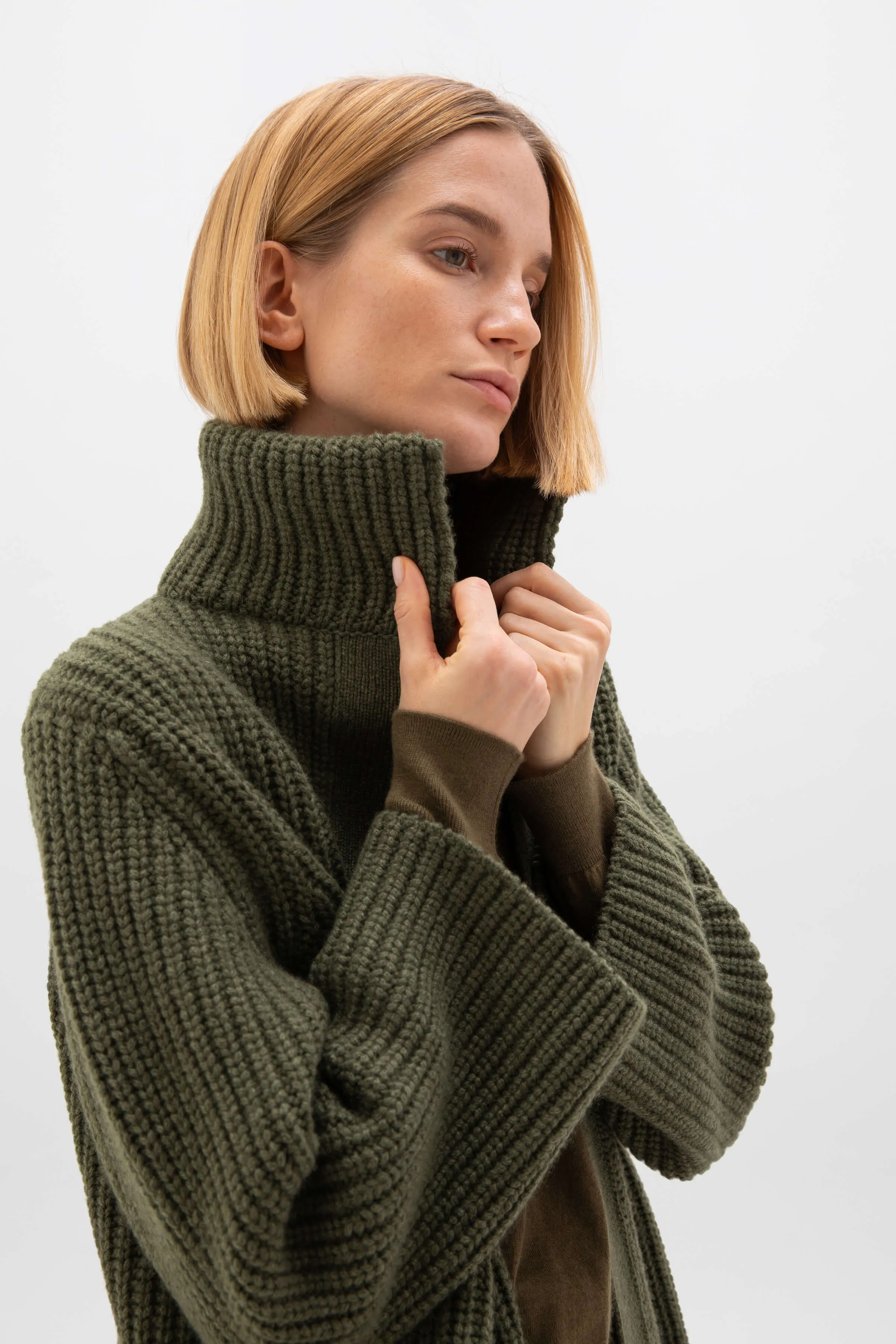 Chunky Rib Knit Cashmere Cardigan