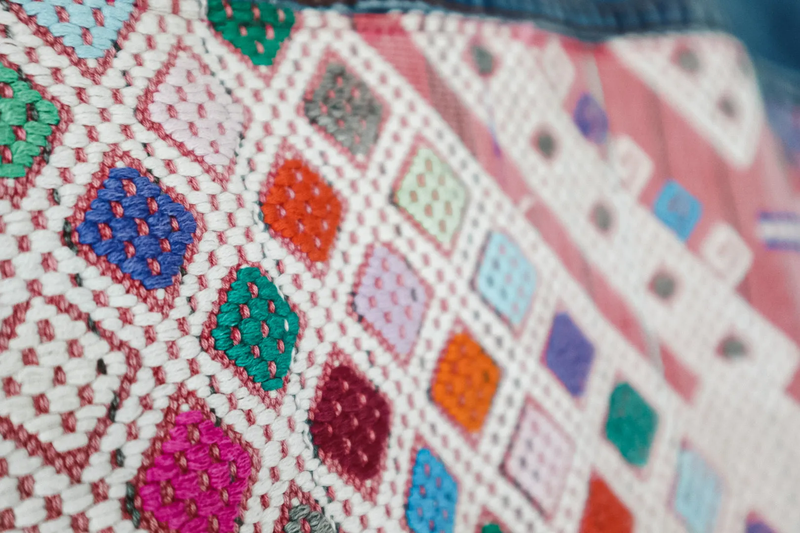 Classic Denim Jacket with Vintage Guatemalan Textile