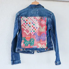Classic Denim Jacket with Vintage Guatemalan Textile