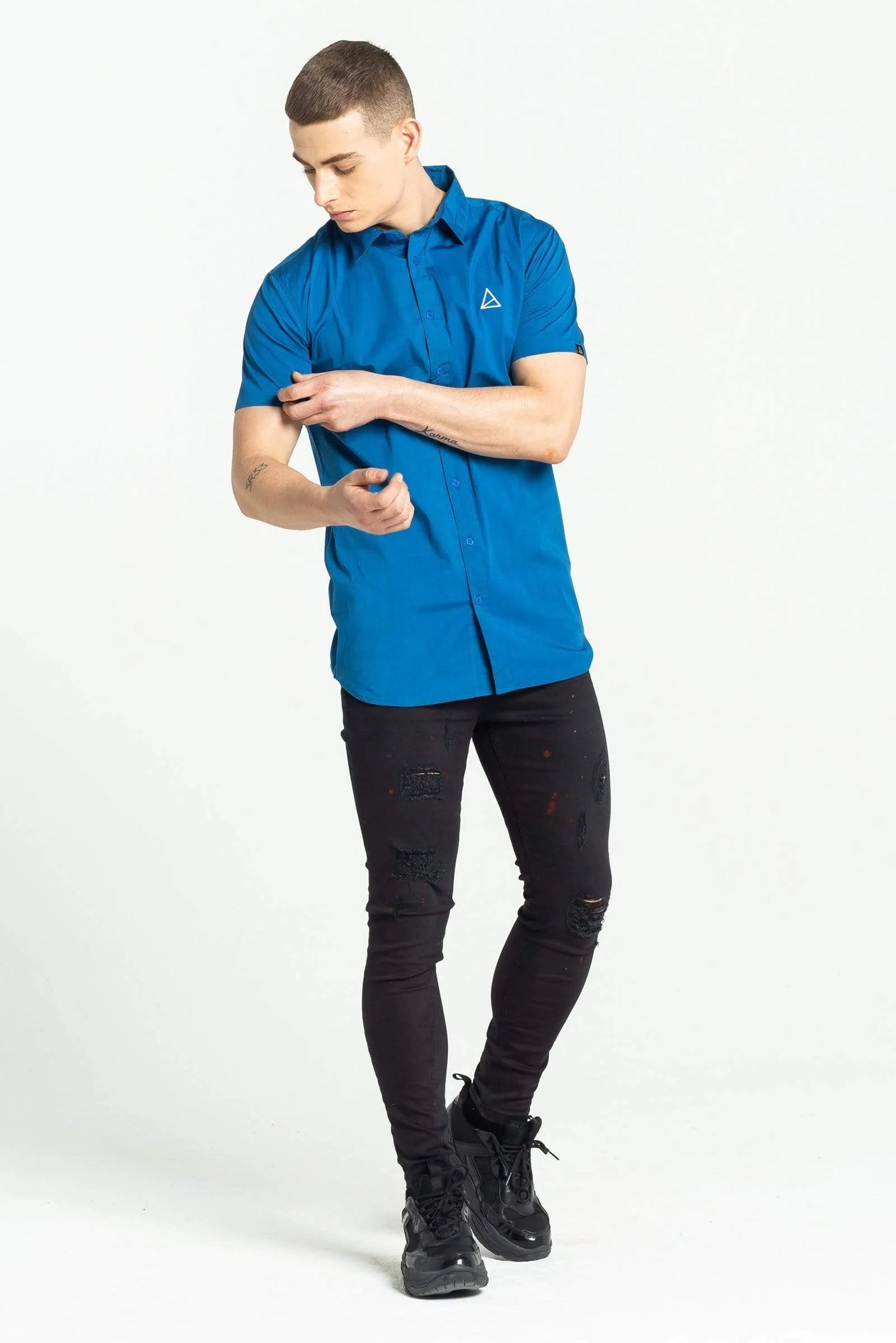 Clinton Men's Short Sleeve Shirt - Royal Blue