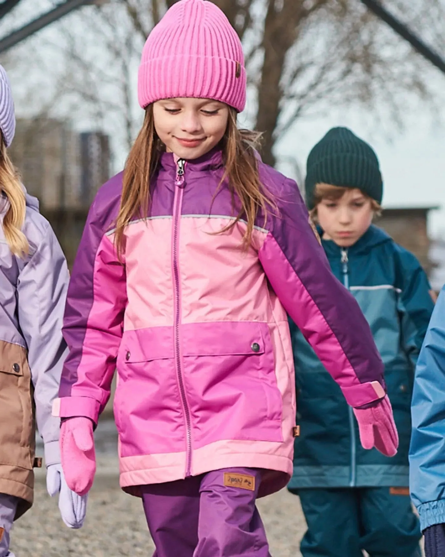 Colorblock Mid-Season Jacket Pale Pink, Fuchsia, And Mauve