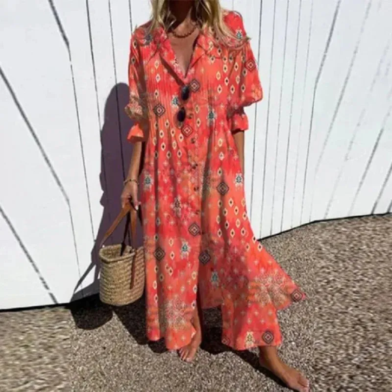 Colorful Maxi Dress for Artsy Vacation Beach Events