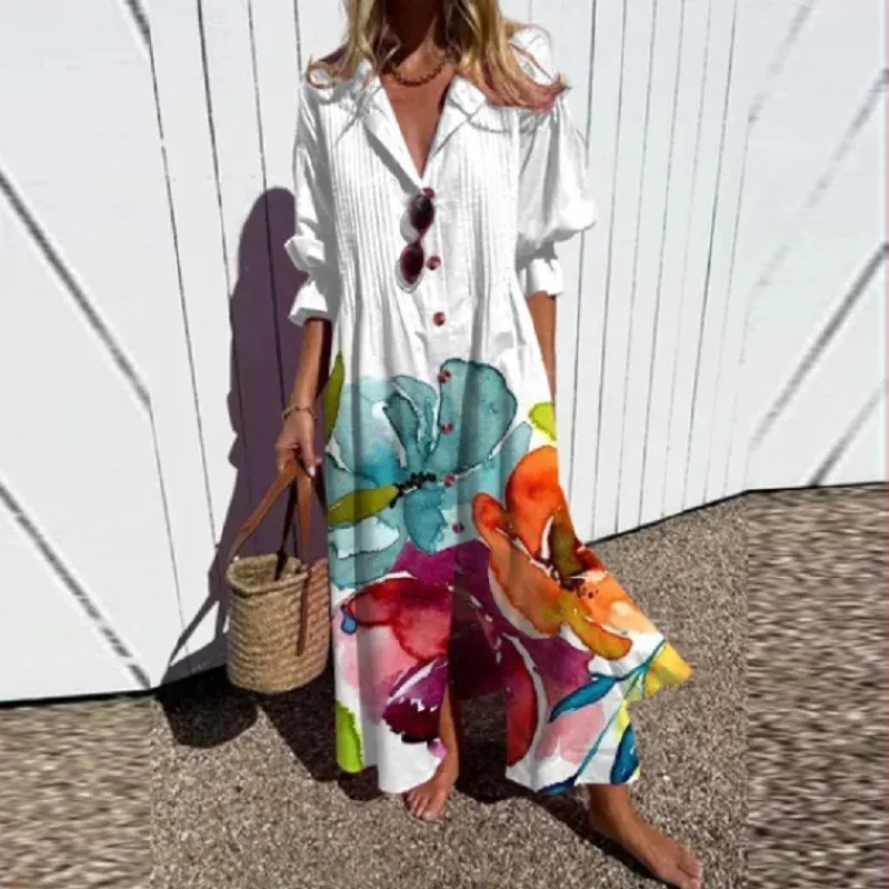 Colorful Maxi Dress for Artsy Vacation Beach Events