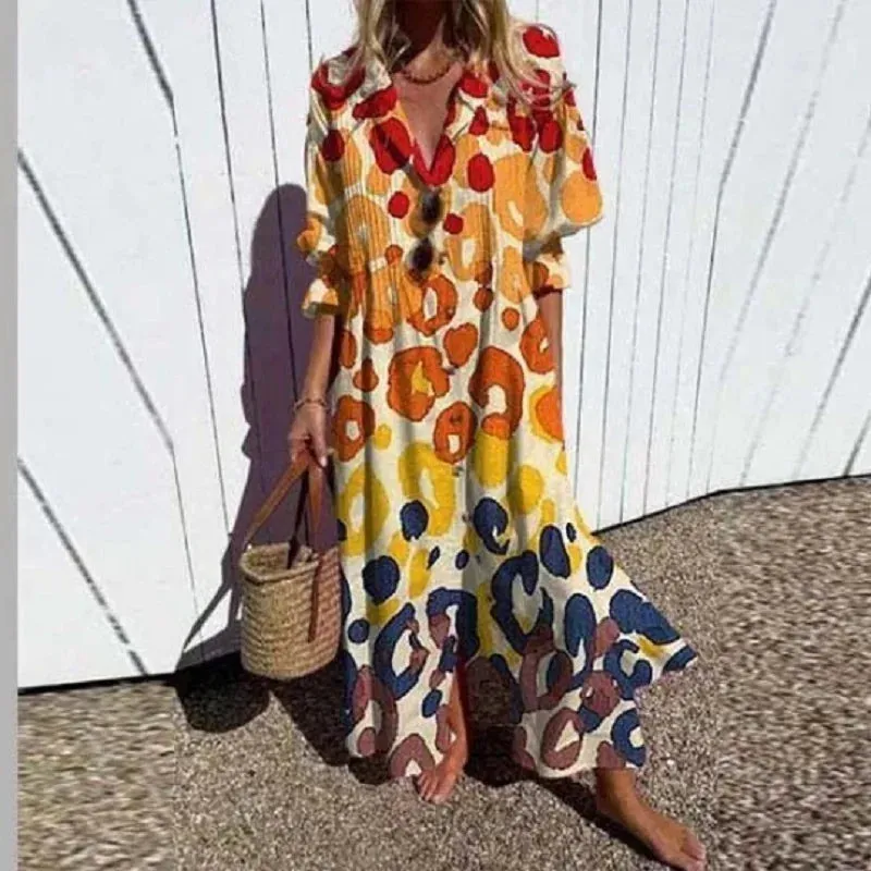 Colorful Maxi Dress for Artsy Vacation Beach Events