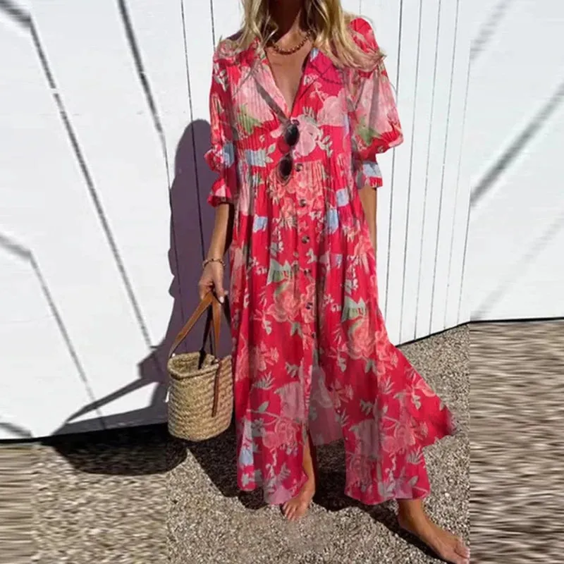 Colorful Maxi Dress for Artsy Vacation Beach Events