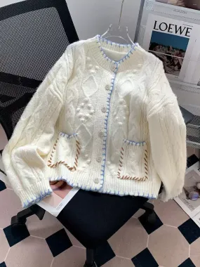 Colorful Stitch Loose-fit Cardigan