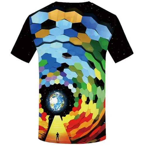Colorful T-shirt Men Galaxy Space T-shirts 3d Earth T shirts Funny Psychedelic Tshirts Cool Cartoon Shirt Print Short Sleeve