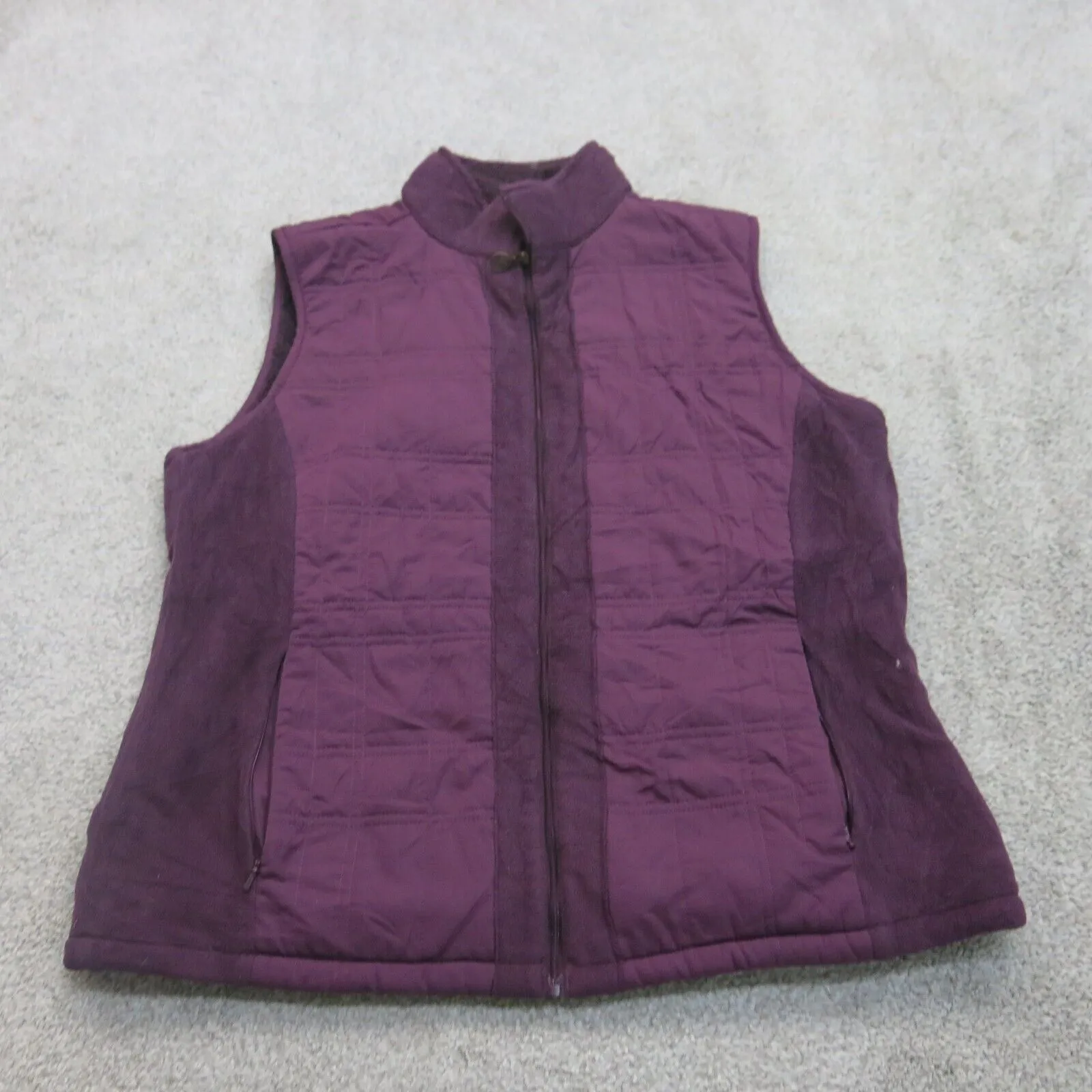 Columbia Women Fleece Lined Vest Jacket Full Zip Outdoor Purple Size Large