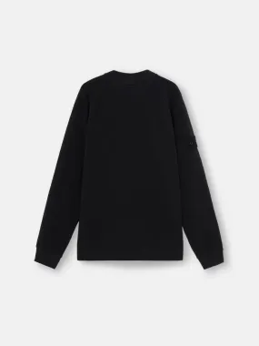 Crewneck Sweatshirt with Ribbed Details Ghost - BLACK