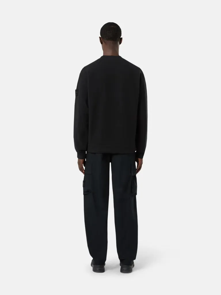 Crewneck Sweatshirt with Ribbed Details Ghost - BLACK