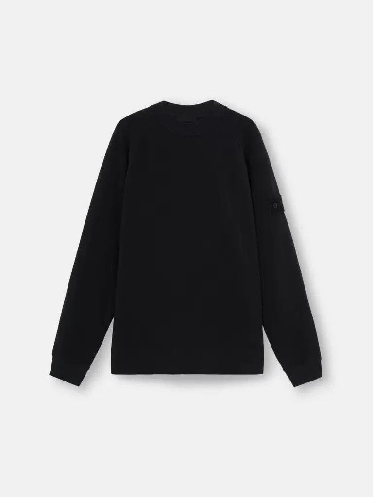 Crewneck Sweatshirt with Ribbed Details Ghost - BLACK