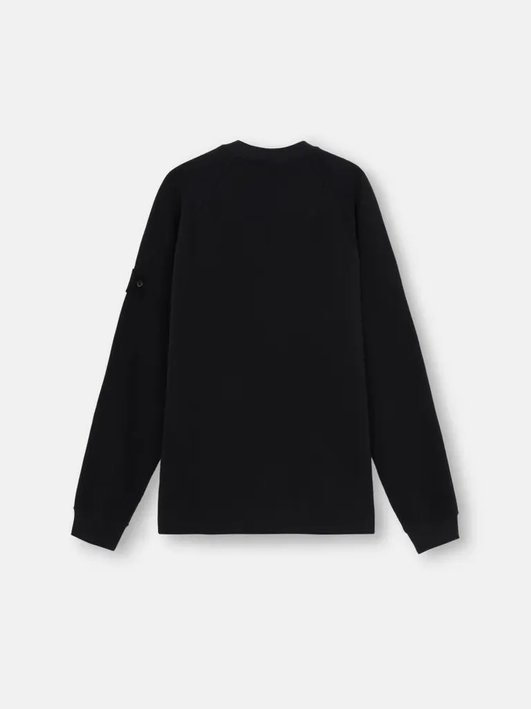 Crewneck Sweatshirt with Ribbed Details Ghost - BLACK
