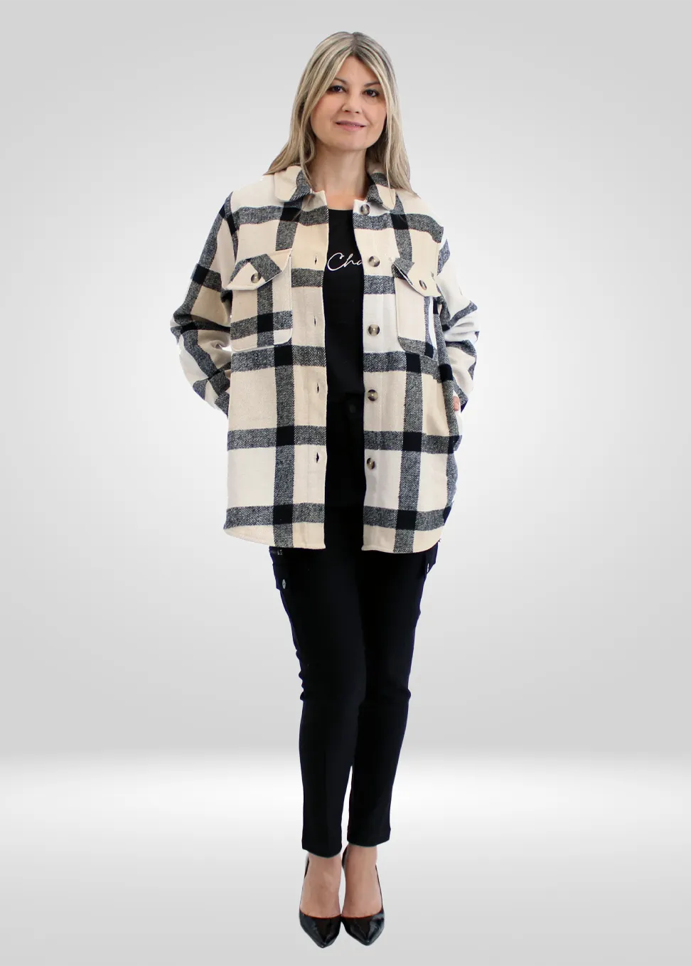 DD77 Womens's Black Wooled Shacket
