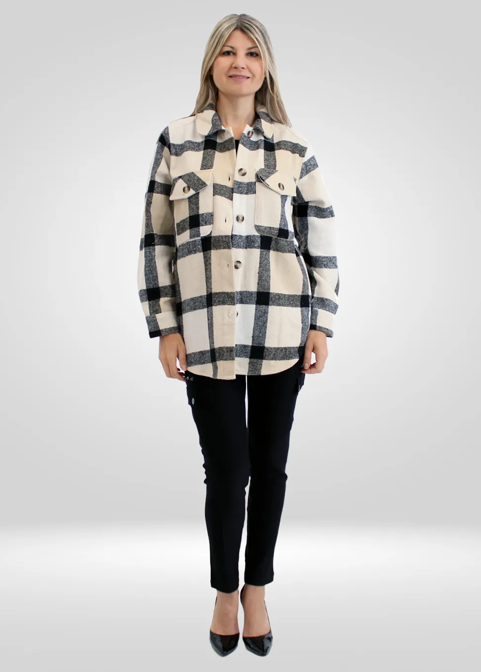 DD77 Womens's Black Wooled Shacket