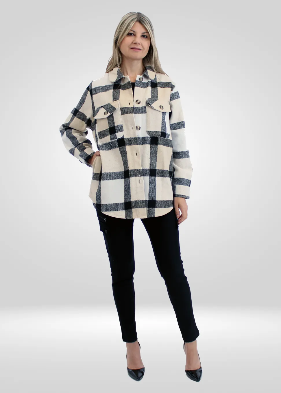 DD77 Womens's Black Wooled Shacket