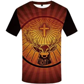 Deer T-shirt Men Animal Tshirt Printed Geometric Shirt Print Harajuku T-shirts Graphic Gothic Tshirts Novelty Short Sleeve