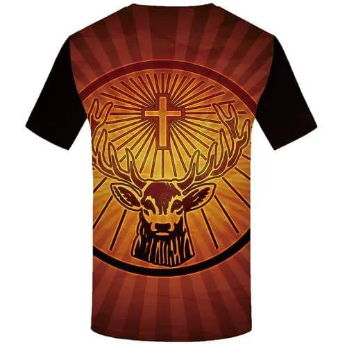 Deer T-shirt Men Animal Tshirt Printed Geometric Shirt Print Harajuku T-shirts Graphic Gothic Tshirts Novelty Short Sleeve