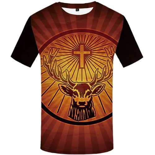 Deer T-shirt Men Animal Tshirt Printed Geometric Shirt Print Harajuku T-shirts Graphic Gothic Tshirts Novelty Short Sleeve