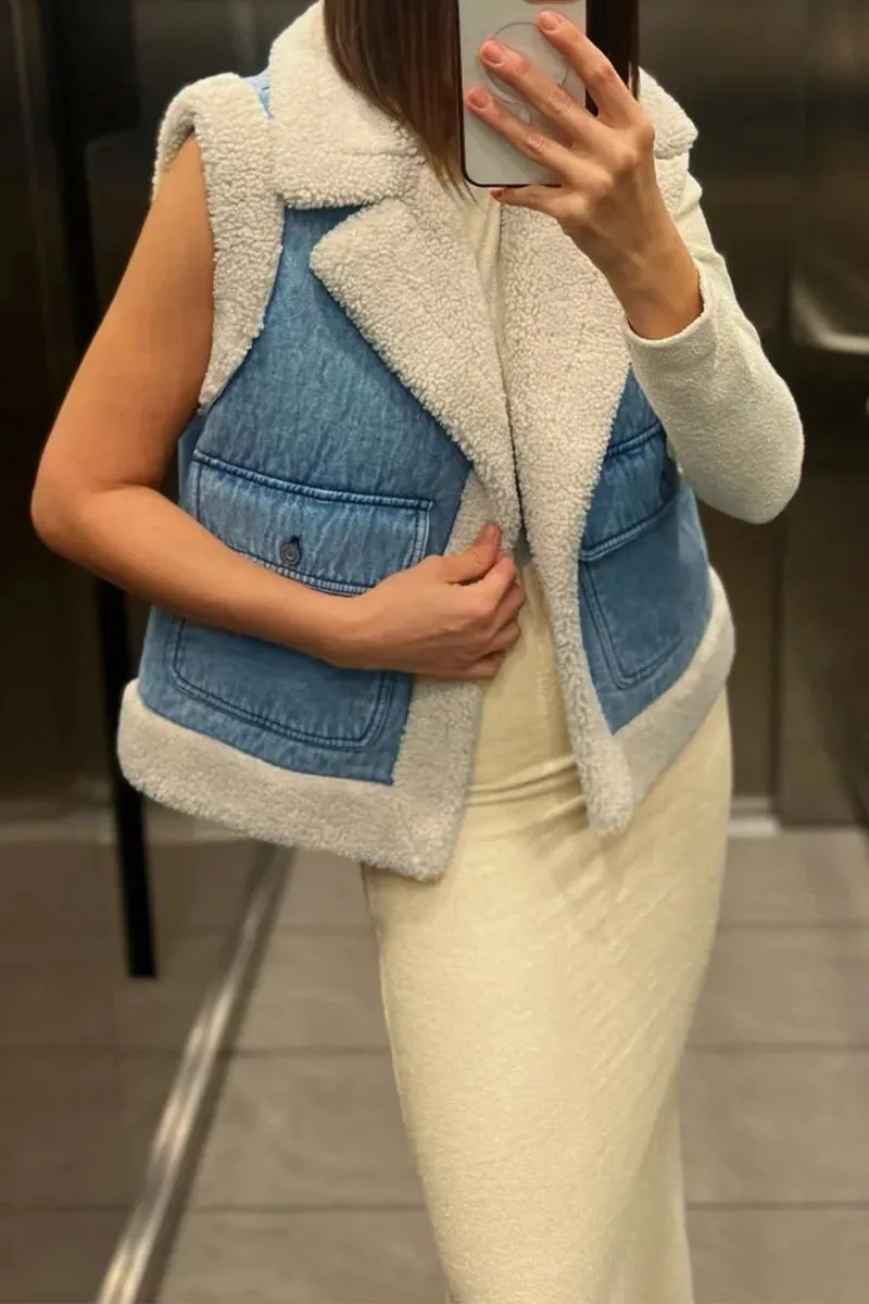 DI0510 Sherpa Denim Vest