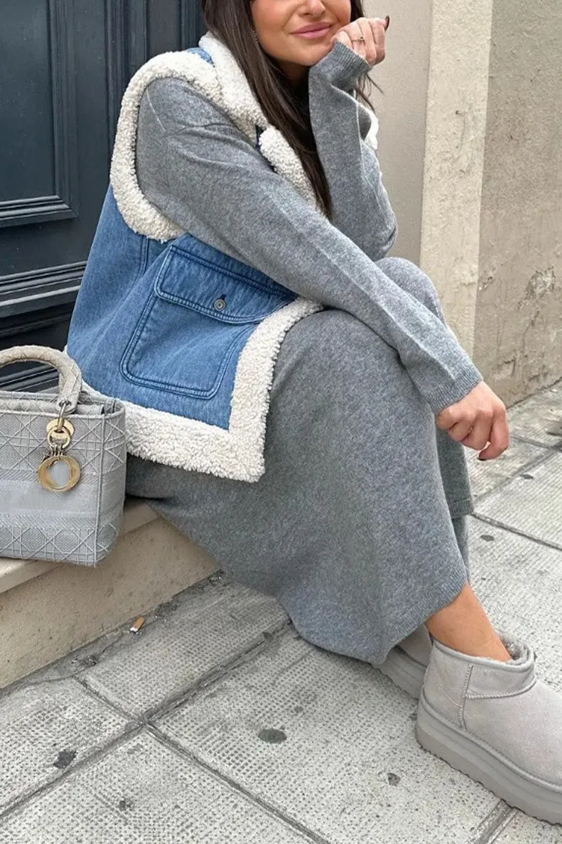 DI0510 Sherpa Denim Vest
