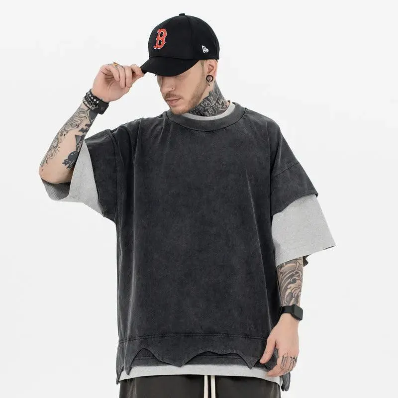 Distressed Retro Patchwork Vintage T-Shirt