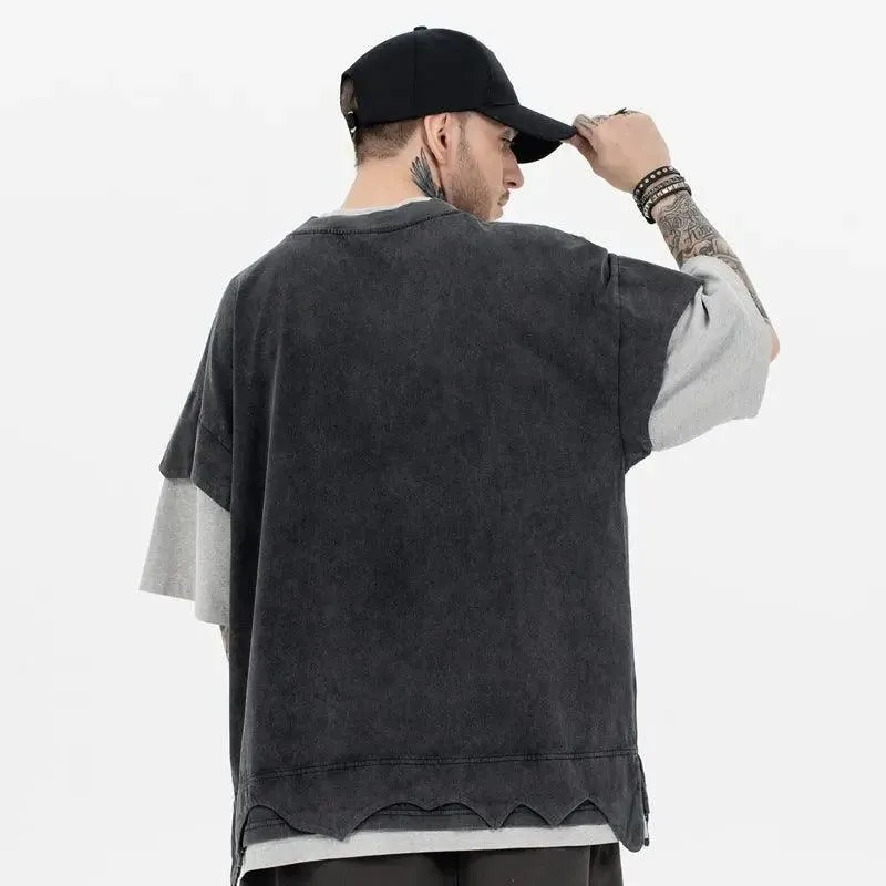 Distressed Retro Patchwork Vintage T-Shirt