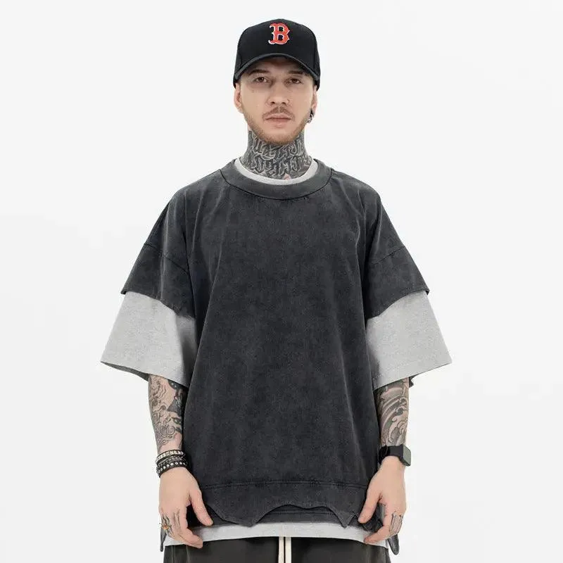 Distressed Retro Patchwork Vintage T-Shirt