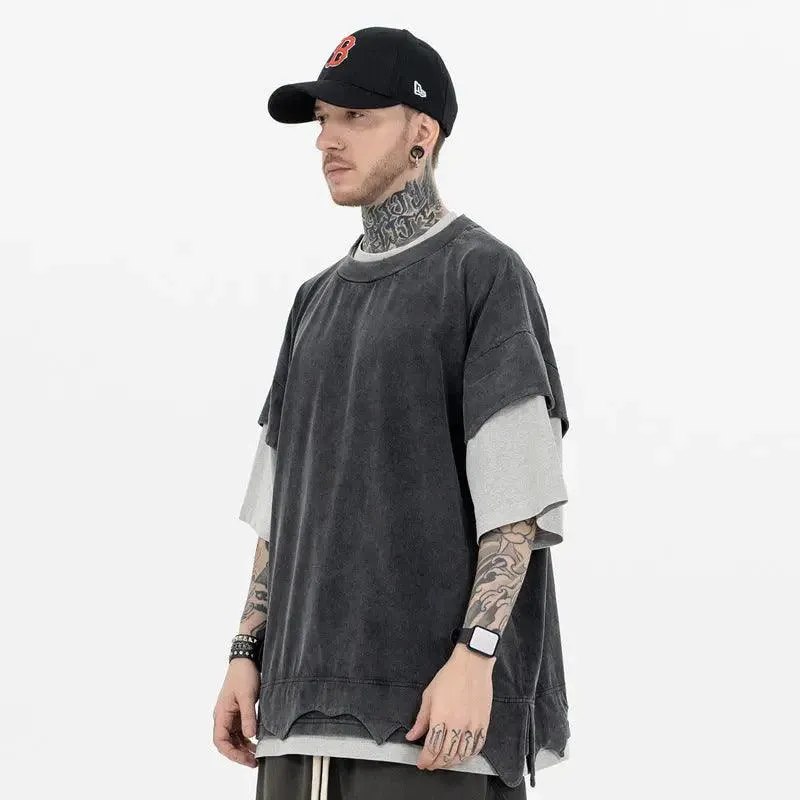 Distressed Retro Patchwork Vintage T-Shirt