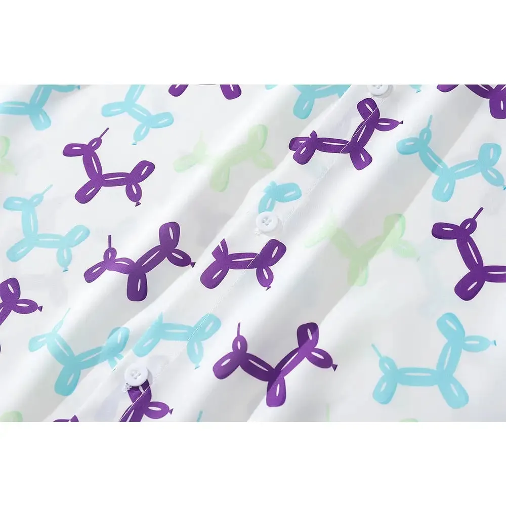 Dogs Balloon Print Long Sleeve Shirt