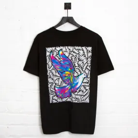 Doodle Dove Back Print - Tshirt - Black