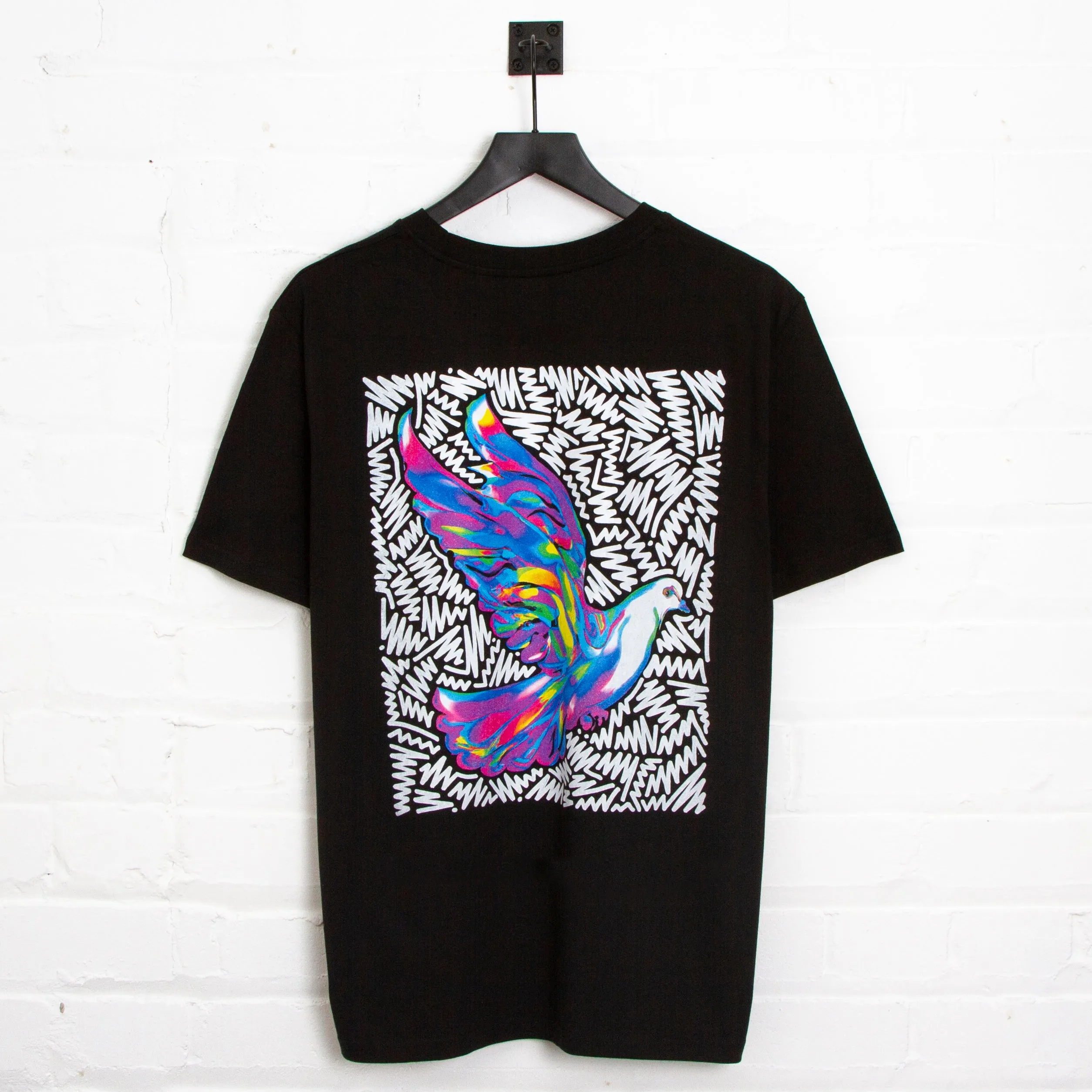 Doodle Dove Back Print - Tshirt - Black