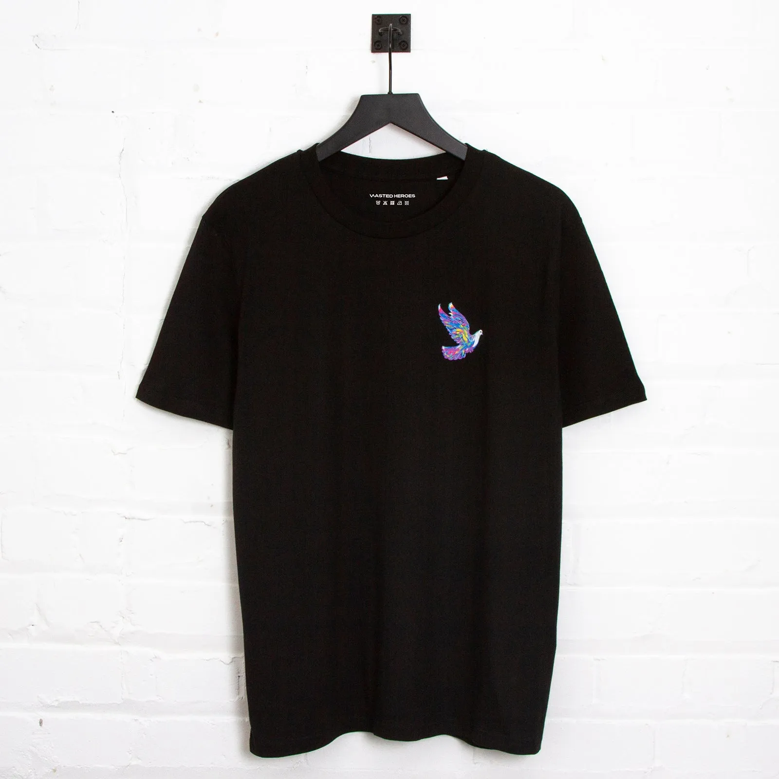 Doodle Dove Back Print - Tshirt - Black