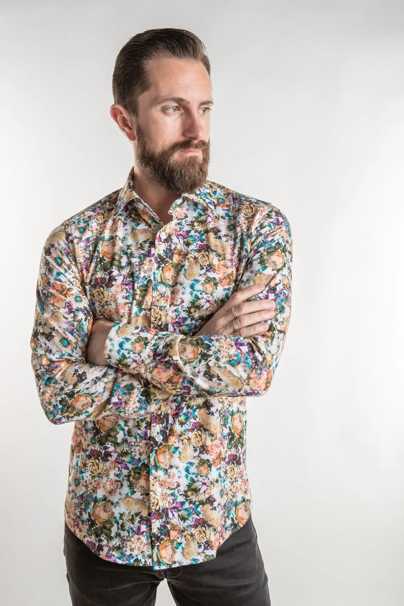 Dress Shirt - White Floral