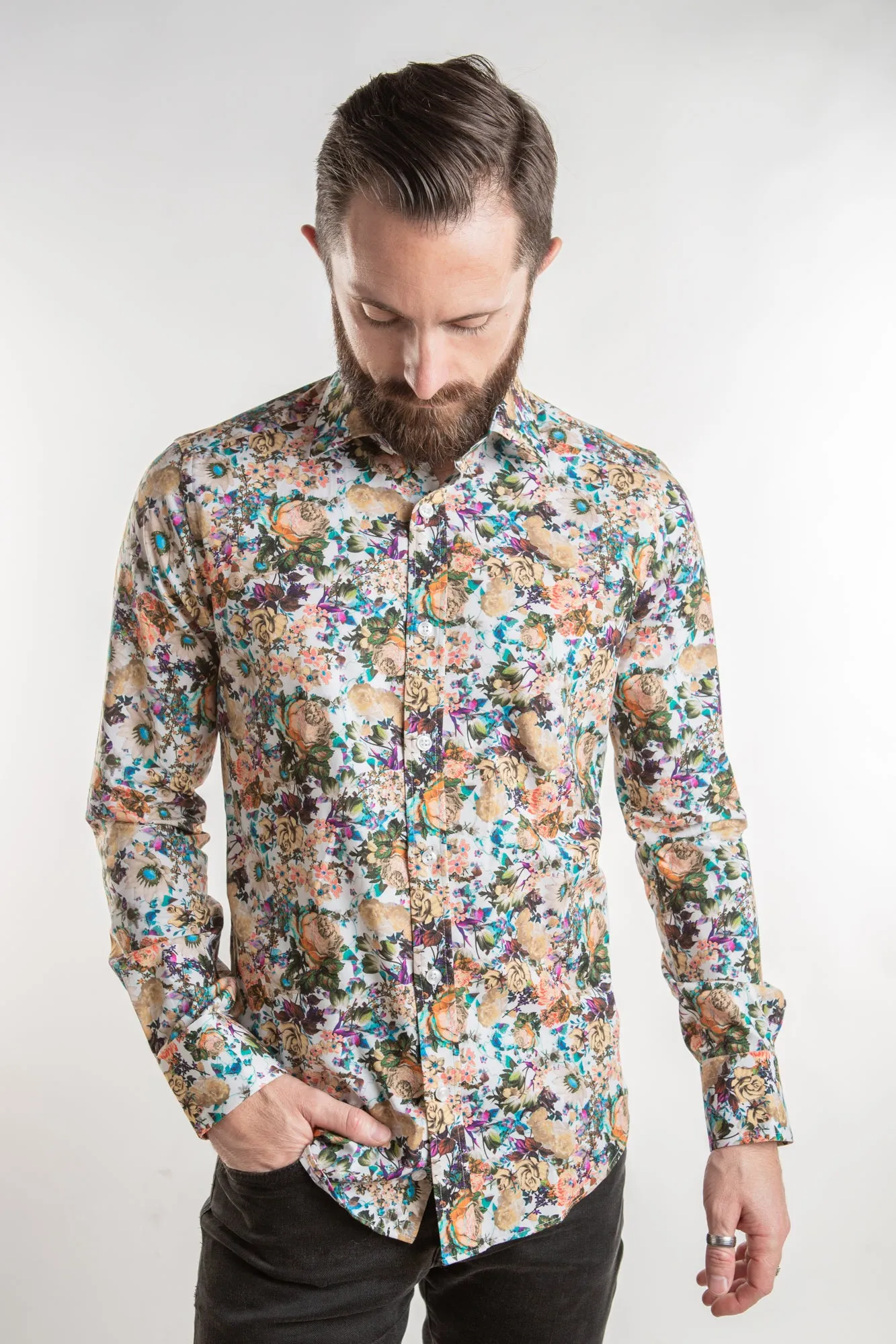 Dress Shirt - White Floral