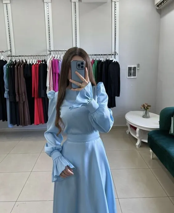 Elegant Blue Prom Dresses A Line Party Gown for Women   fg4635