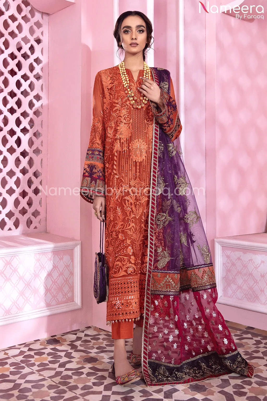 Embroidered Pakistani Ladies Chiffon Dress 2021 #PR200