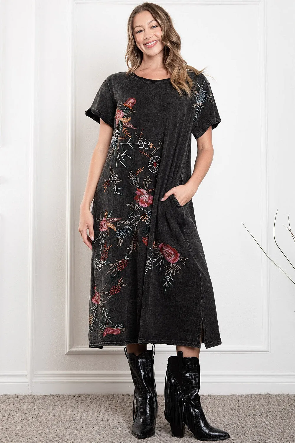 Embroidery Tee Dress #409