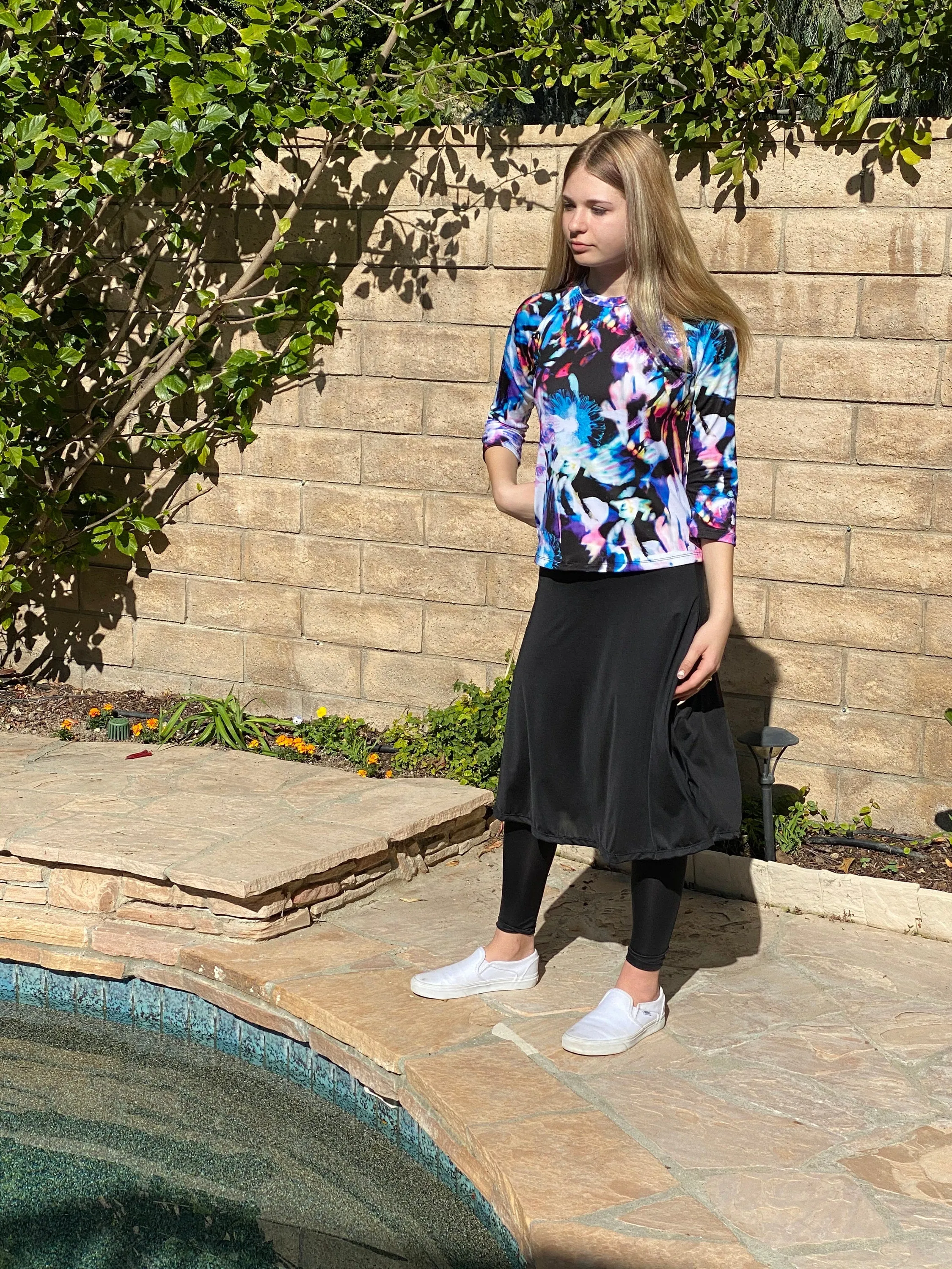 Extra Long Skirted Leggings Swimwear Modest Swim Skirt with Pockets Muslim Swimwear Burkini, Jewish Swimwear Tznius