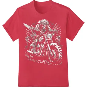 Fearless Skeleton Biker Heat Transfer - Edgy DTF Print