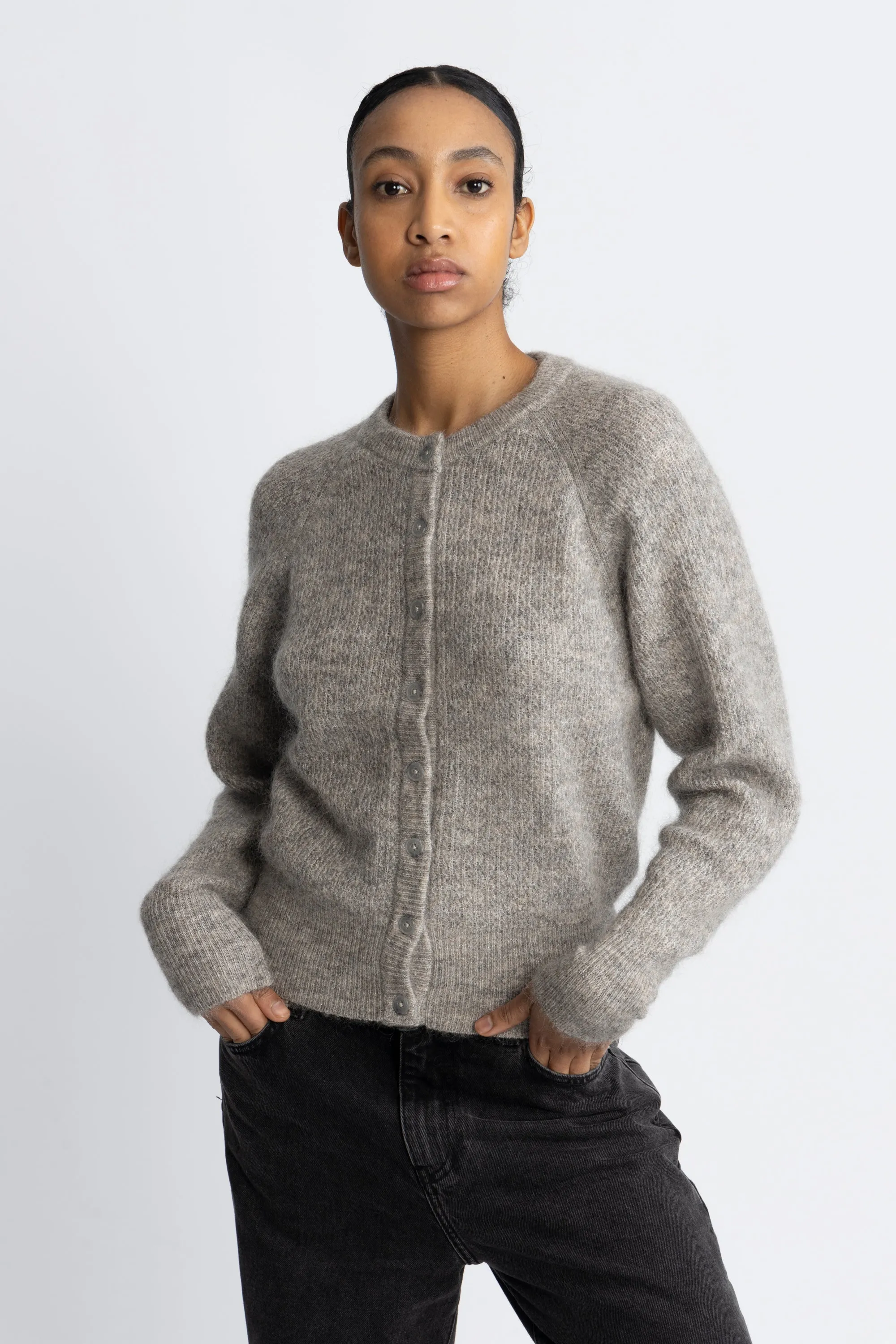 Filuca Ls Knit Cardigan - Steel Gray Lurex