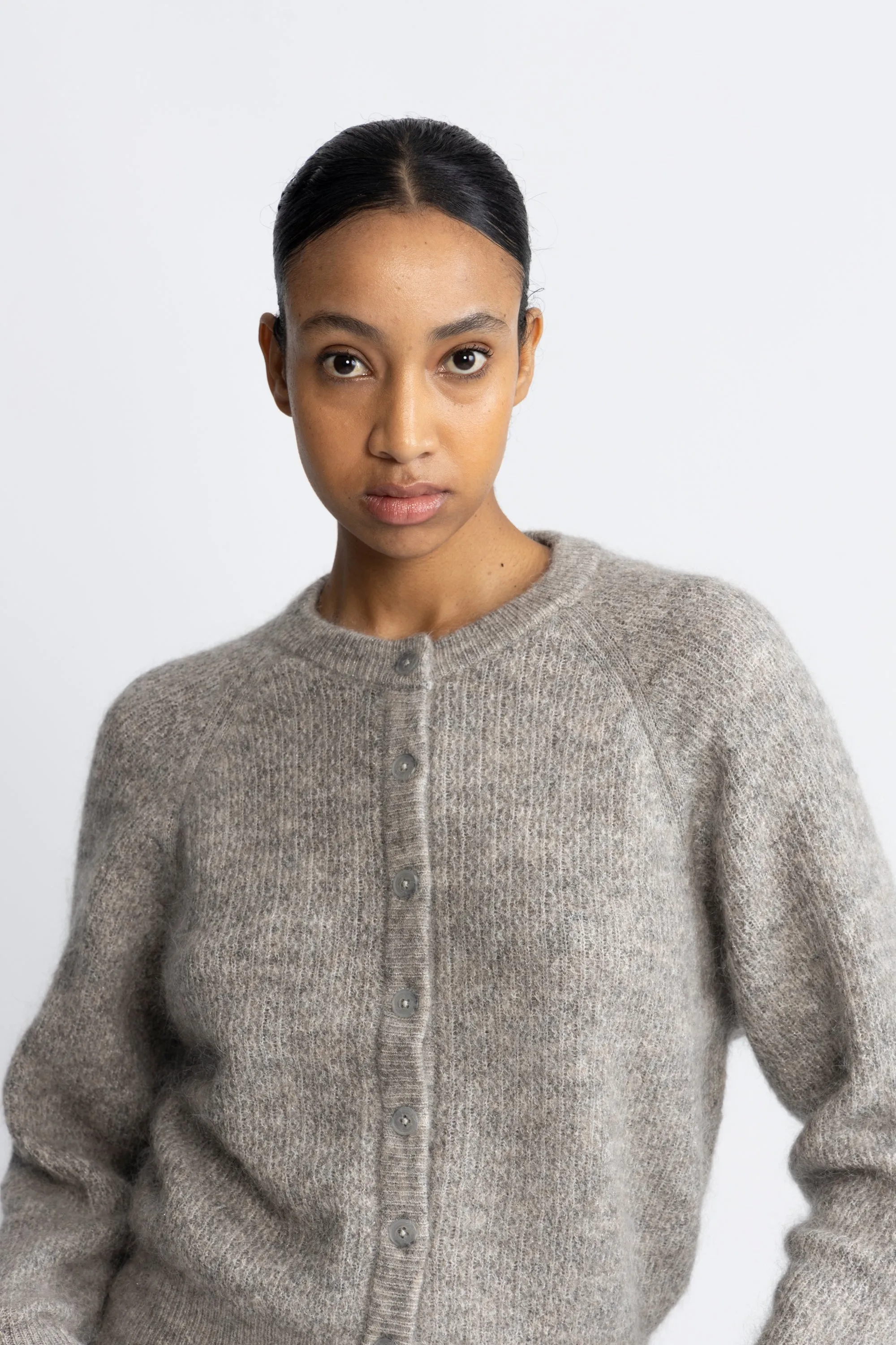 Filuca Ls Knit Cardigan - Steel Gray Lurex