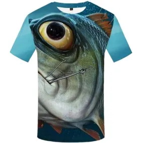 Fish T shirts Men Eye Tshirt Anime Animal T-shirts Graphic Fisherman Tshirts Casual Metal T-shirts 3d Short Sleeve Hip hop Mens